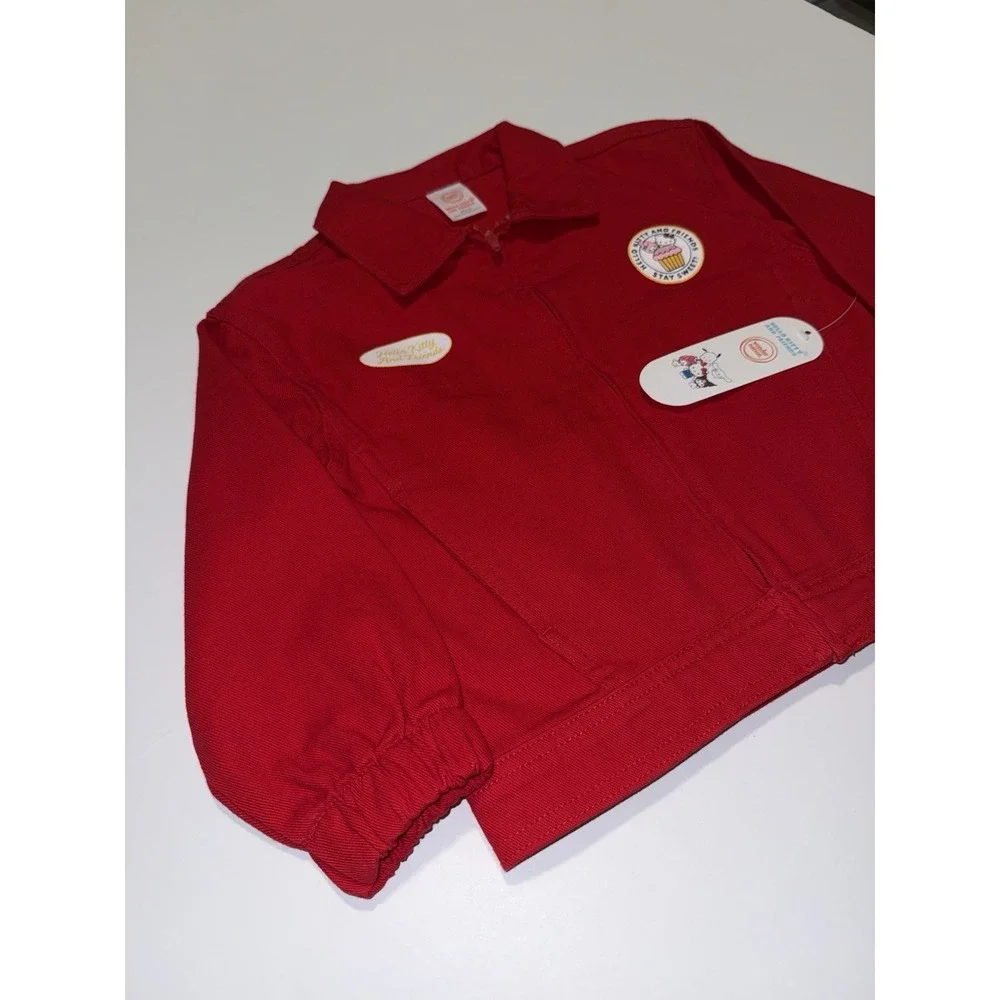 Hello Kitty & Friends Girl XS 4-5 Jacket Red Zip Kids Denim 100% Cotton Gift NWT